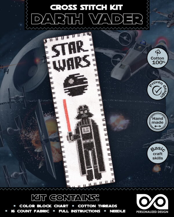 Counted Cross Stitch Kit of Bookmark "Star Wars: Darth Vader"
