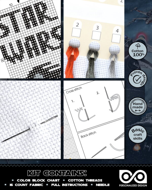 Counted Cross Stitch Kit of Bookmark "Star Wars: Darth Vader"