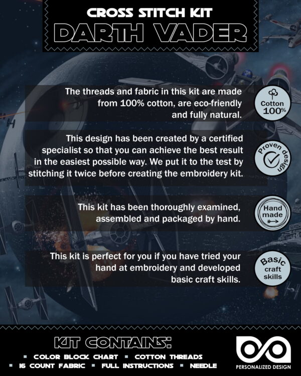 Counted Cross Stitch Kit of Bookmark "Star Wars: Darth Vader"