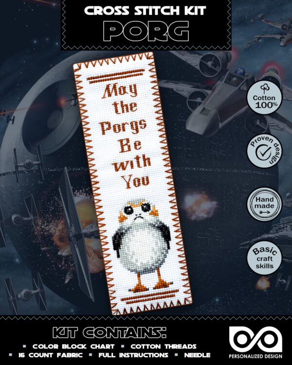 Counted Cross Stitch Kit of Bookmark "Star Wars: PORG"