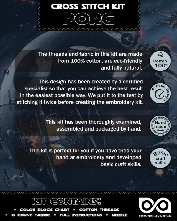 Counted Cross Stitch Kit of Bookmark "Star Wars: PORG"