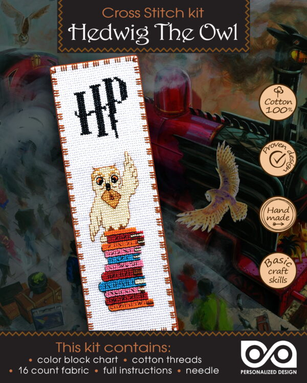 Counted Cross Stitch of Bookmark "Hedwig The Owl"