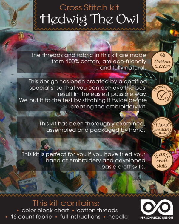 Counted Cross Stitch of Bookmark "Hedwig The Owl"