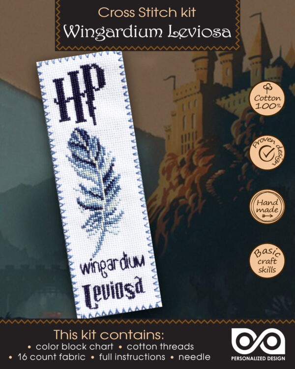 Counted Cross Stitch Kit of Bookmark "Harry Potter: Wingardium Leviosa"