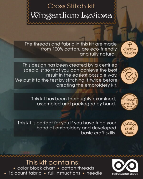 Counted Cross Stitch Kit of Bookmark "Harry Potter: Wingardium Leviosa"