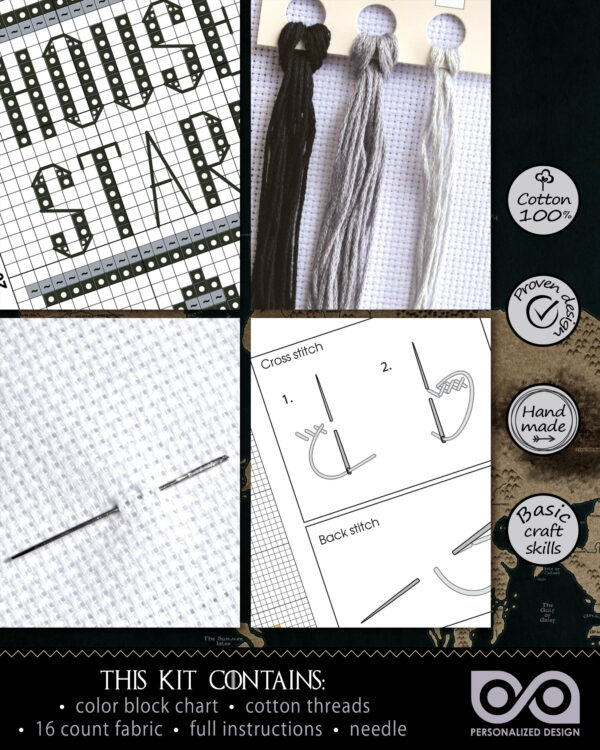 Counted Cross Stitch Kit of Bookmark "Game of Thrones: House Stark"