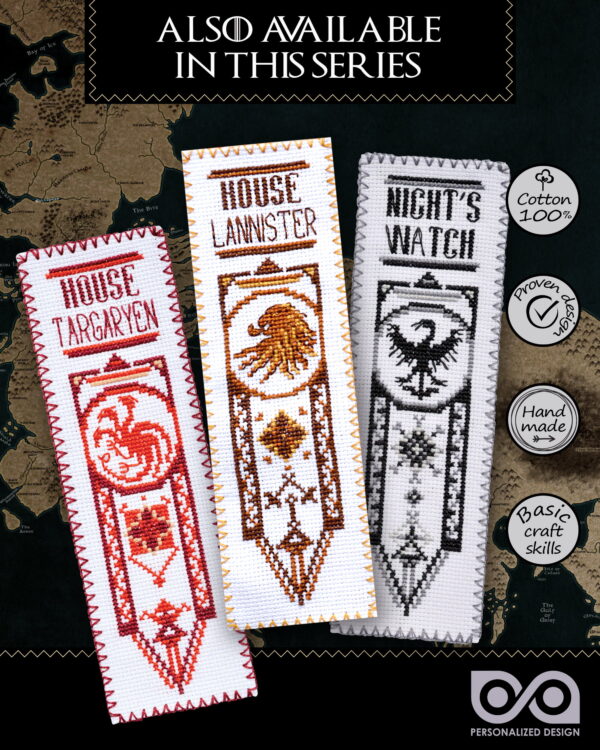 Counted Cross Stitch Kit of Bookmark "Game of Thrones: House Stark"