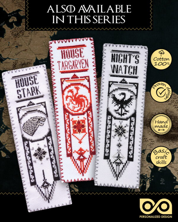 Counted Cross Stitch Kit of Bookmark  "Game of Thrones: House Lannister"