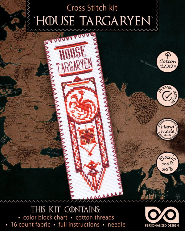 Counted Cross Stitch Kit of Bookmark "Game of Thrones: House Targaryen"