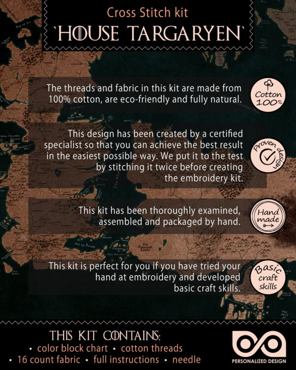 Counted Cross Stitch Kit of Bookmark "Game of Thrones: House Targaryen"