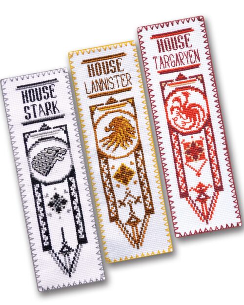 Set of 3 Counted Cross Stitch Bookmark Kits "Game of Thrones: The Great Houses of the Seven Kingdoms"