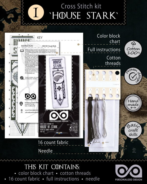 Set of 3 Counted Cross Stitch Bookmark Kits "Game of Thrones: The Great Houses of the Seven Kingdoms"