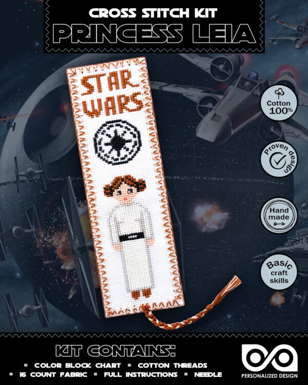 Counted Cross Stitch Kit of Bookmark "Star Wars: Princess Leia"