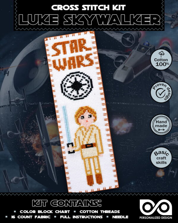 Counted Cross Stitch Kit of Bookmark "Star Wars: Luke Skywalker"