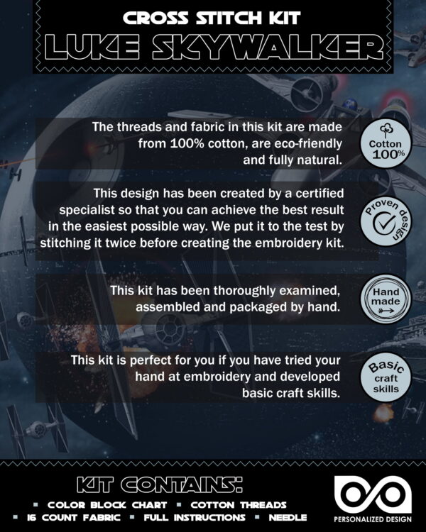Counted Cross Stitch Kit of Bookmark "Star Wars: Luke Skywalker"