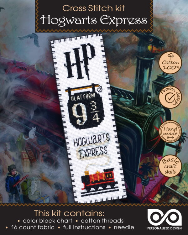 Bookmark Cross Stitch Kit "Hogwarts Express: Platform 9¾ King's Cross Station"