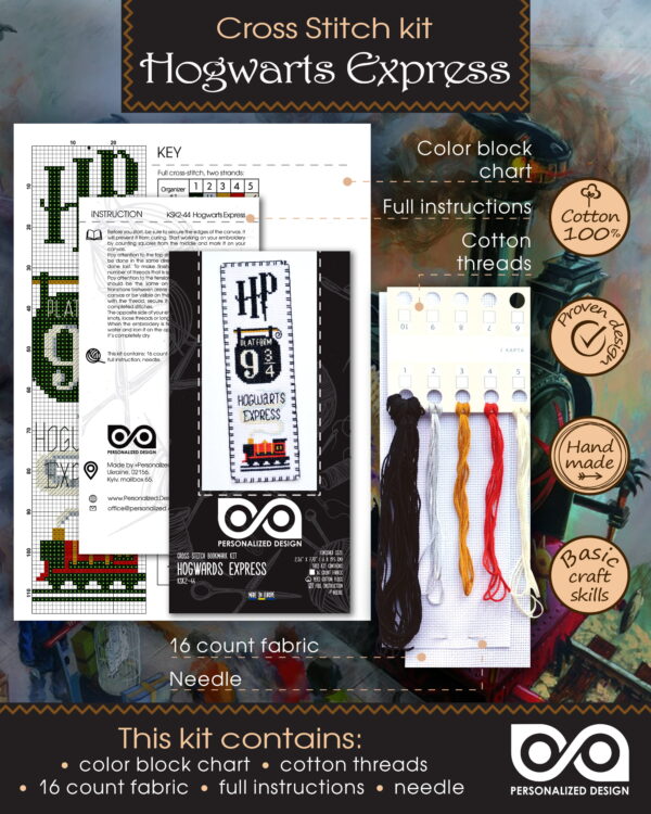 Bookmark Cross Stitch Kit "Hogwarts Express: Platform 9¾ King's Cross Station"