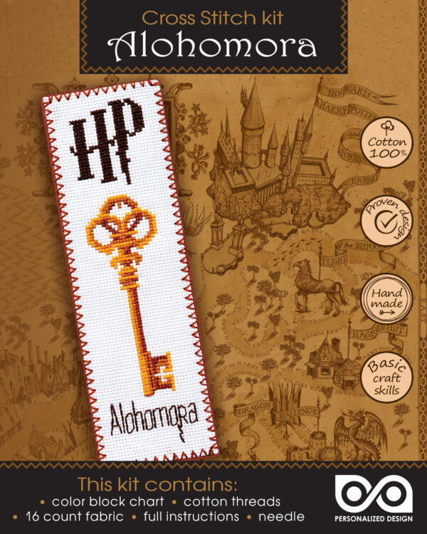 Cross Stitching Kit of Bookmark "Harry Potter: Alohomora"