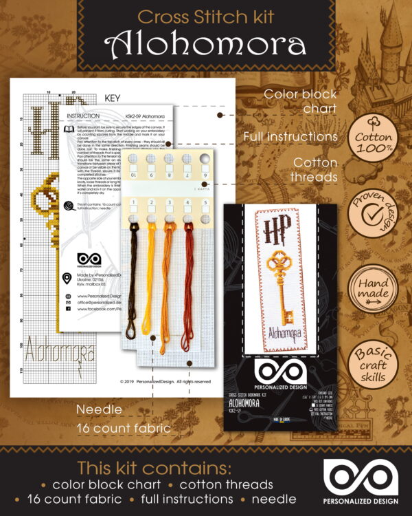 Cross Stitching Kit of Bookmark "Harry Potter: Alohomora"