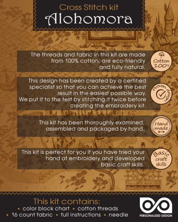 Cross Stitching Kit of Bookmark "Harry Potter: Alohomora"