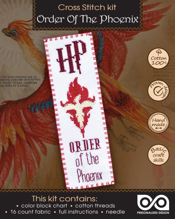 Cross Stitch Starter Kit "Order of The Phoenix" DIY Needlework Harry Potter Bookmark