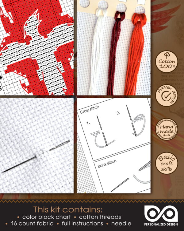 Cross Stitch Starter Kit "Order of The Phoenix" DIY Needlework Harry Potter Bookmark