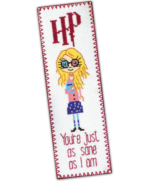 Cross Stitch Bookmark Kit with Luna Lovegood Quote "You're just as Sane as I am"
