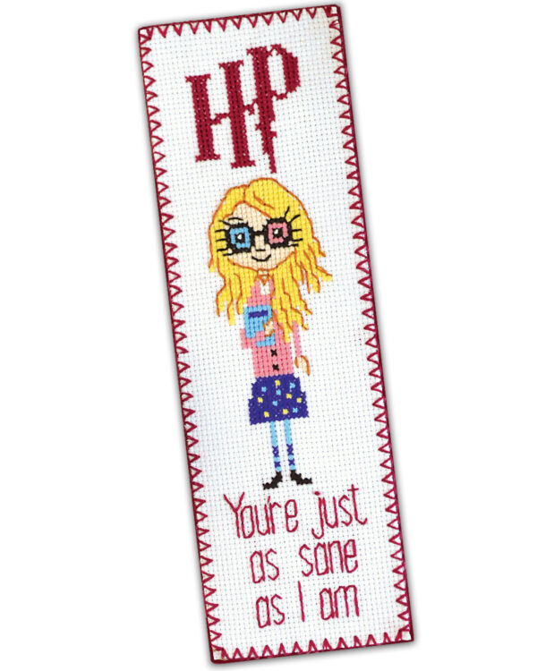 Cross Stitch Bookmark Kit with Luna Lovegood Quote "You're just as Sane as I am"