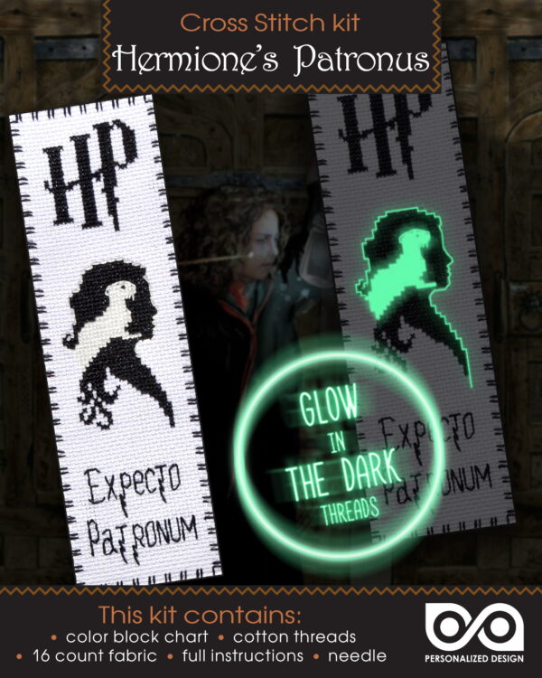 Counted Cross Stitch Kit of Bookmark "Hermione's Patronus"
