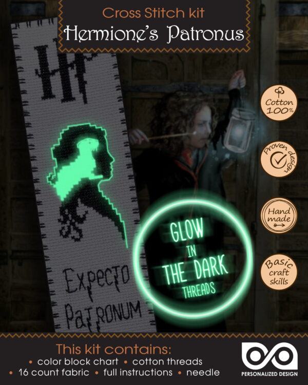 Counted Cross Stitch Kit of Bookmark "Hermione's Patronus"