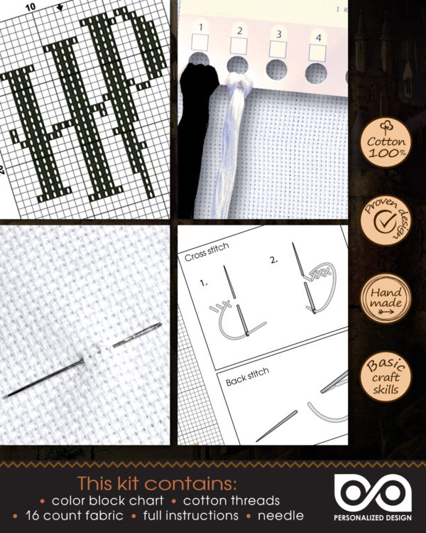 Counted Cross Stitch Bookmark Kit with Luminous Threads "Ron's Patronus" Glow-in-The-Dark