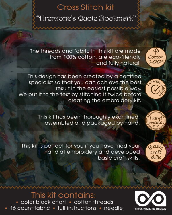 Cross Stitch Kit of Bookmark - Hermione Quote "Honestly Don't You Two Read?"