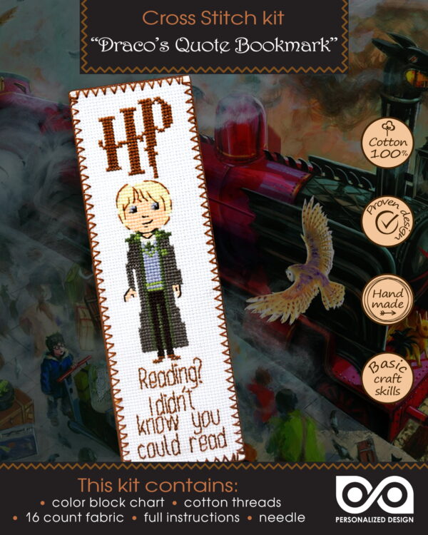 Cross Stitch Bookmark Kit - Draco's Quote "Reading? I Didn't Know You Could Read"