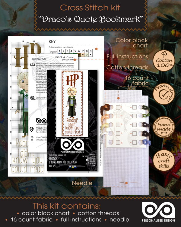 Cross Stitch Bookmark Kit - Draco's Quote "Reading? I Didn't Know You Could Read"