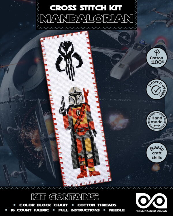 Counted Cross Stitch Kit of Bookmark "Star Wars: The Mandalorian"