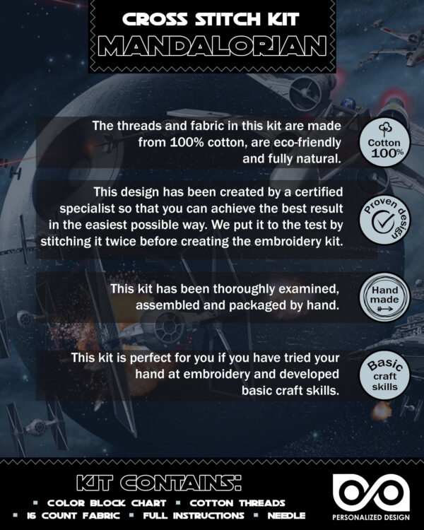 Counted Cross Stitch Kit of Bookmark "Star Wars: The Mandalorian"