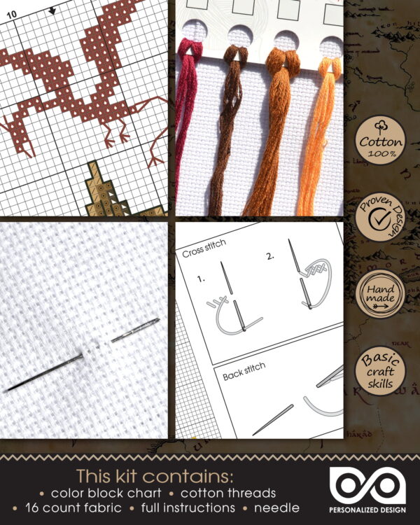 Counted Cross Stitch Kit of Bookmark "The Hobbit: Gandalf's Pipe"