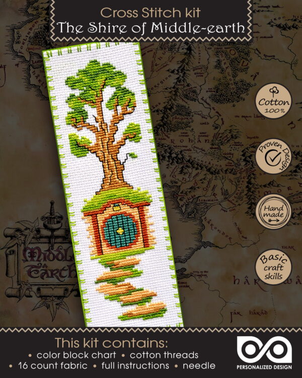 Counted Cross Stitch Kit of Bookmark "Lord of The Rings: The Shire of Middle-Earth"