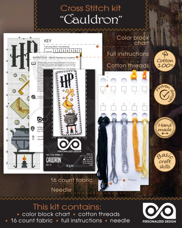 Counted Cross-Stitch Kit of Bookmark "Harry Potter: Cauldron"