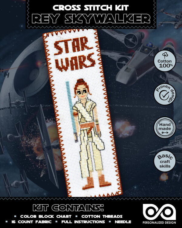 Counted Cross Stitch Kit of Bookmark "Star Wars: Rey Skywalker"