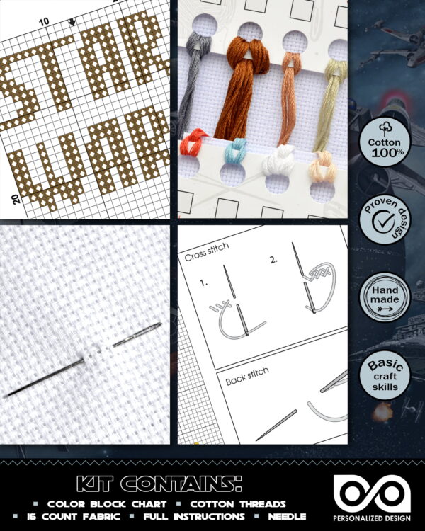 Counted Cross Stitch Kit of Bookmark "Star Wars: Rey Skywalker"