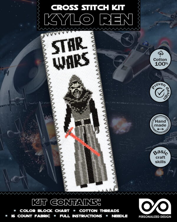 Counted Cross Stitch Kit of Bookmark "Star Wars: Kylo Ren"