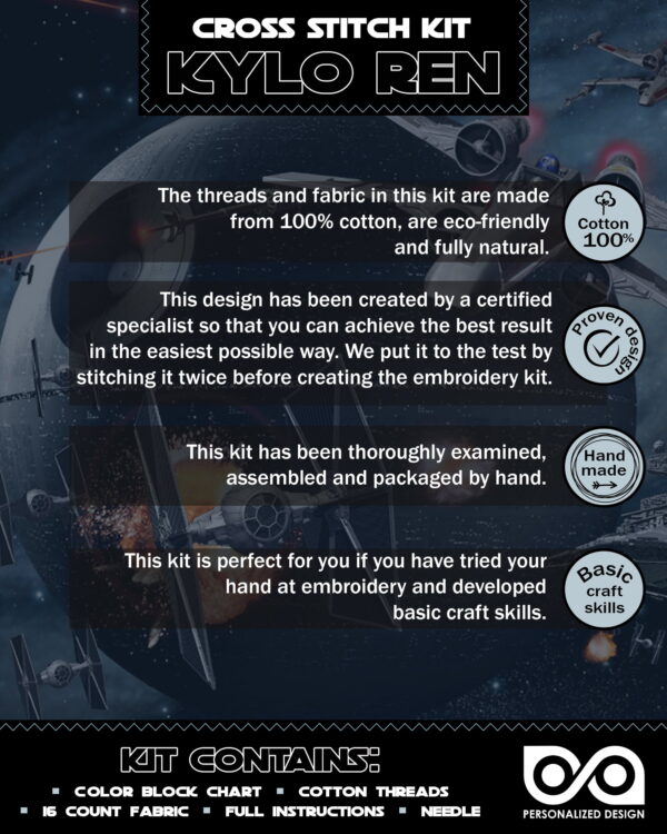 Counted Cross Stitch Kit of Bookmark "Star Wars: Kylo Ren"