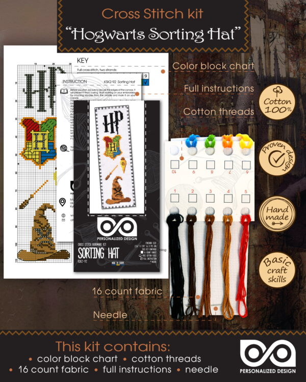Cross-Stitch Kit of Bookmark "Harry Potter: Hogwarts Sorting Hat"