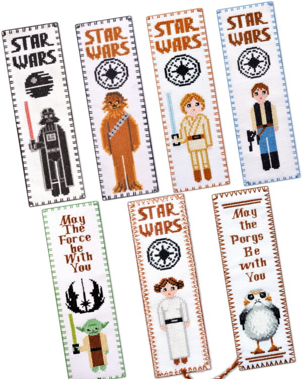 Cross Stitch Kits "Star Wars" - Set 7-in-1 - DIY Hand Embroidery Bookmarks with Patterns