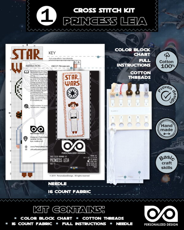Cross Stitch Kits "Star Wars" - Set 7-in-1 - DIY Hand Embroidery Bookmarks with Patterns