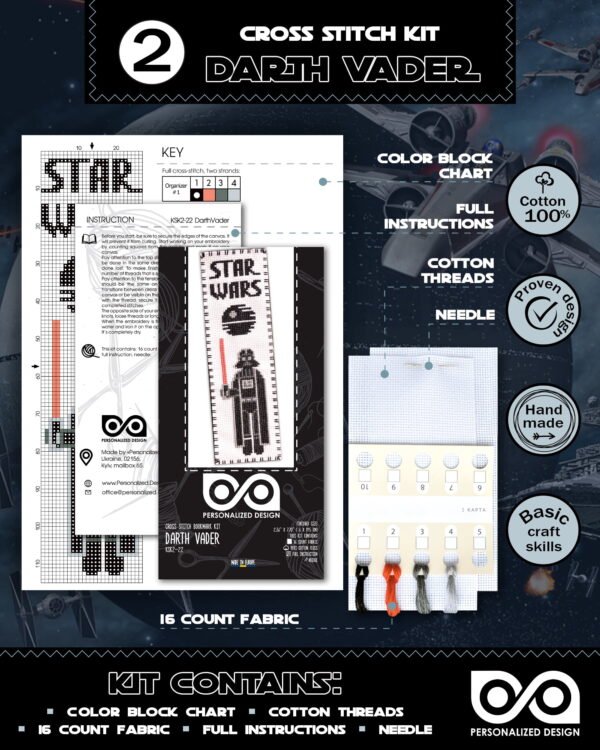 Cross Stitch Kits "Star Wars" - Set 7-in-1 - DIY Hand Embroidery Bookmarks with Patterns