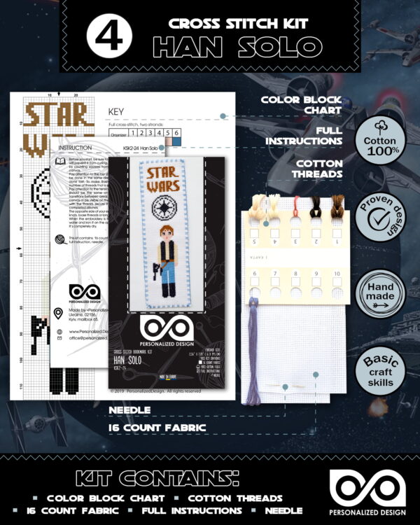 Cross Stitch Kits "Star Wars" - Set 7-in-1 - DIY Hand Embroidery Bookmarks with Patterns