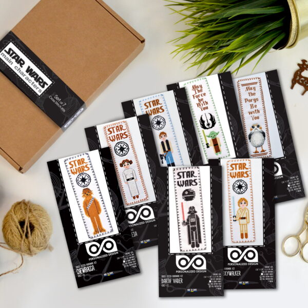 Cross Stitch Kits "Star Wars" - Set 7-in-1 - DIY Hand Embroidery Bookmarks with Patterns