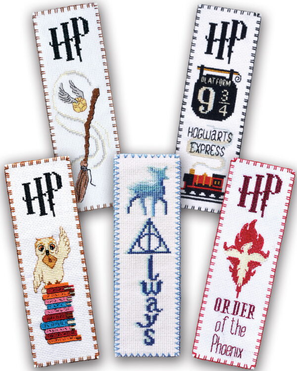 Counted Cross Stitch Kits "Harry Potter: Magical Creatures and Objects" - Set of 5 DIY Embroidery Bookmarks